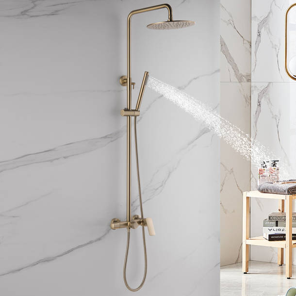 Homary Exposed Brass Round Complete Shower System & Reviews Wayfair